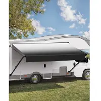Vevor Manuell RV-markise komplett sett, 20' uttrekkbar markise med aluminiumsramme, utendørs tilhengermarkise, passer for de fleste bobiler (svart falmet)