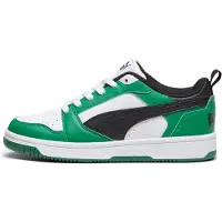 Puma Rebound V6 Low Sneakers Youth, Shoes, White/Black/Archive Green, 35.5