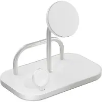 ZENS 4-in-1 Magnetic + Watch Wireless Charger - Trådløst ladestativ + AC-strømadapter - 65 watt - Fast Charge - hvit/sølv