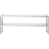 Vevor dobbel overhylle, dobbelt overhylle i rustfritt stål, 12 x 72 tommer dobbel overhylle, høydejusterbart overhylle forberedelsesbord for kjøkken, restaurant og verksted