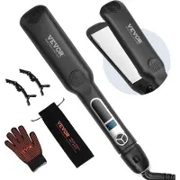 Vevor hårrettetang, 1,5-tommers titanflatjern, hårrettetang med negative ioner, LCD-skjerm og 25 temperaturnivåer - 100 °C til 230 °C, hurtigoppvarmende hårjern for salongbruk hjemme og på reise