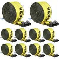 Vevor Vinsjstropper, 10,2 cm x 9,1 m, 2722 kg lastekapasitet, 8165 kg bruddstyrke, lastebilstropper med flat krok, lasteplanfester, lastkontroll for tilhengere, gårder, redningstjenester, trebeskytter