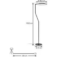 LINDBY LED-gulvlampe Rayon, svart, metall, høyde 150,3 cm