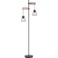 Globo Mina gulvlampe, svart/brun, høyde 168 cm, metall/tre
