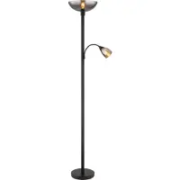 Globo Gulvlampe Blade, høyde 178 cm, svart/røykfarget, 2 lyskilder.