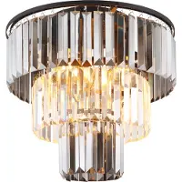 Globo Naxis taklampe, røykgrå/klar, Ø 40 cm, krystall
