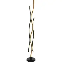 Globo LED-gulvlampe Geronimo, høyde 135 cm, svart/treimitasjon