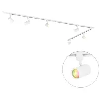 QAZQA Smart Skinnesystem med 6 Spotlights Hvit 1-Fase 300cm - Iconic Jeana