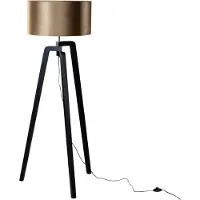 QAZQA Gulvlampe sort med fløyels skjerm bronse 50cm - Puros