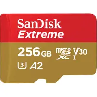 SanDisk Extreme - Flashminnekort (microSDXC til SD-adapter inkludert) - 256 GB - A2 / Video Class V30 / UHS-I U3 / Class10 - microSDXC UHS-I