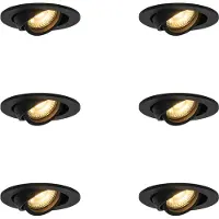 QAZQA Sett med 6 moderne, vippbare, svarte downlights - Club