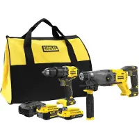 Stanley V20 SFMCK216MDS elektroverktøysett (SFMCD715 + SFMCH900) 1x4,0Ah 1x2,0Ah