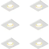 QAZQA Sett med 6 moderne innfelte spotlights for bad, hvit - Doku