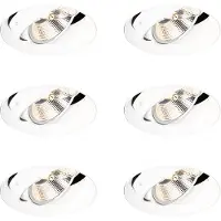 QAZQA Sett med 6 moderne innfelte spotter hvit GU10 AR111 rund trimless - Oneon