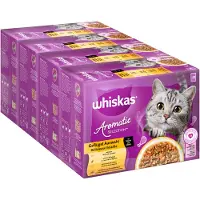 Whiskas Sparepakke 1+ Aromatic Selection 96 x 85 g - Blandet pakke med fjærkre i saus
