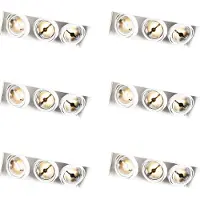 QAZQA Sett med 6 innfelte spotter hvit AR111 Trimless 3-lys - Oneon