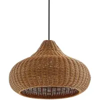 LUCANDE utendørs pendellampe Taniola, 1 lyskilde, beige, rotting, IP44