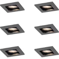 QAZQA Sett med 6 moderne innfelte spotter gunmetal GU10 50 mm rund, vippbar - Qure
