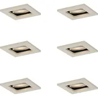 QAZQA Sett med 6 moderne innfelte spotter beige GU10 50 mm roterbare og vippbare - Qure