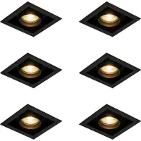 QAZQA Sett med 6 Moderne innfelt spot svart justerbar - Tak
