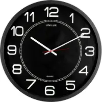 Unilux 400094568, Vegg, Kvartsklokke, Rund, Sort, Akrylonitril-butadien-styren (ABS), Glass
