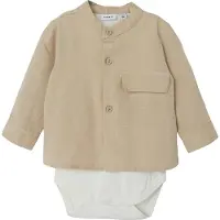 Name it Skjorte I/e - NbmFaher - Hummus - - 56 - Langermet Body