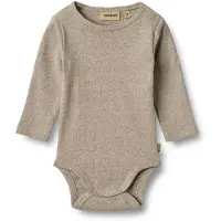 Wheat Body I/e - Rib - Spencer - Grusmelert - - 1 år (80) - Langermet Body