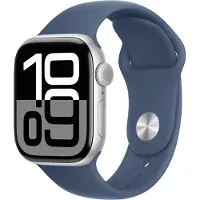 Apple Watch Series 10 GPS 42mm - Silver Aluminium Case with Denim Sport Band - S/M