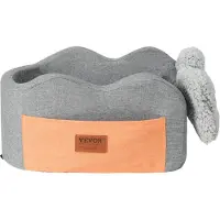 Vevor konsollbilsete til hund, midtkonsollbilsete til hund for liten hund, bilsete til armlenet i bilen med klipsbånd, justerbare stropper, støtter opptil 3,6 kg, mørkegrå