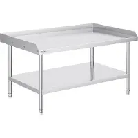 Vevor arbeidsbord i rustfritt stål, 30 x 48 x 26 tommer kommersielt arbeidsbord for matlaging, 3-sidig bakplate kraftig arbeidsbord for matlaging, arbeidsbord i metall med justerbar høyde for restaura