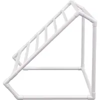 Vevor håndklestativ til basseng, 8 stenger, hvit, frittstående utendørs PVC trekantet oppbevaringsorganisator for bassengkanten, inkluderer 8 håndkleklemmer, nettingpose, krok, oppbevarer også flyteut