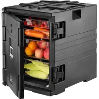 Vevor isolert matpannebærer, 82 Qt Hot Box for Catering, LLDPE Food Box Carrier med doble spenner, Frontmatet matvarmer med håndtak, stablebar endelaster for restaurant, kantine, etc. Bla