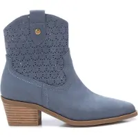 Xti for woman. 14388505-JEANS Leather ankle boots 143885 blue (39), 5 to 8 cm, Zip, Casual