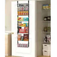Vevor Over-the-Door Pantry Organizer, 8-lags spiskammersorganisering og oppbevaring, kraftig stålhengende krydderhylle, justerbare veggkrydderhyller, for hjemmekjøkken, vaskerom, bad, svart