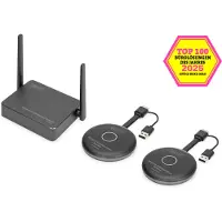 Digitus Wireless Collaboration System - 2 Transmitters + 1 Receiver - trådløs video/lyd-utvider - 802.11a, 802.11b/g/n, Wi-Fi 5 - opp til 50 m