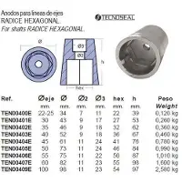 Tecnoseal Seksjonsskaft Sekskantet Anode