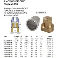 Tecnoseal Radice Full Shaft Hexagonal Anode 1.02kg