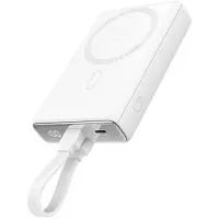 JOYROOM Powerbank JR-PBM01 magnetisk 10000mAh 20W med stativ + lynkabel - USB-C - hvit