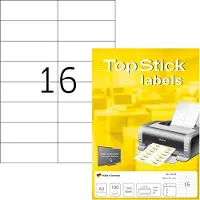 Topstick Etiketter 105x37 mm hvid - (100 ark x 16 stk.)