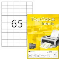 Topstick Etiketter 38,1x21,2 mm hvid - (100 ark x 65 stk.)