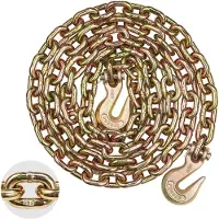 Vevor G80 transportkjede, 3/8" x 10,3' slepekjede med gaffelkroker, 7100 lbs sikker arbeidsbelastning, kraftig tilhengerkjede for transport av slepebils fastbindingsutstyr