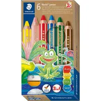 Staedtler buddy 3 in 1 - Vannfargeblyant - voks - for glass, kartong - rød, blå, grønn, gul, van dyke-brun, hudtone (en pakke 6)