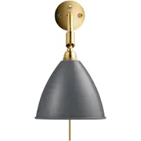 Gubi vegglampe Bestlite BL7, grå/messing, Ø 16 cm, E14