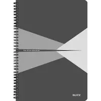 Leitz Office - Notisbok - spiralbundet - A4 - 90 ark / 180 sider - rutet - grå - polypropylen (PP)