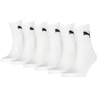 Puma Unisex Short Crew Socks 6 pack, Clothing, White, 35-38