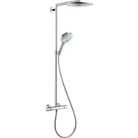 Hansgrohe Raindance Select S300 1Jet dusjsystem, termostat for veggmontering, horisontal Ø460mm dusjarm, Ø120mm hånddusj og Ø300mm takdusj