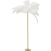 Kare Feather Palm gulvlampe med fjær, hvit