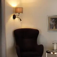 Duolla Vegglampe, fløyel, svart/beige, leselampe