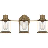 QUOIZEL Vegglampe Riggs IP44, antikk messing, 3-flammig