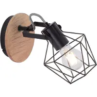 JUST LIGHT Vegglampe Jaro justerbar svart/tre 1-lys